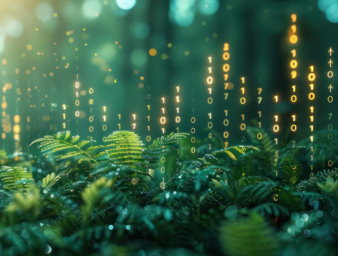 leaves with raining numbers